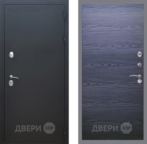 Входная металлическая Дверь Рекс (REX) 5 Черный Муар GL Дуб тангенальный черный
