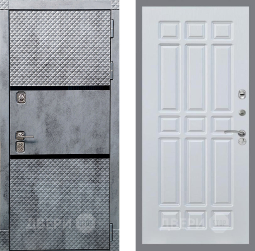 Входная металлическая Дверь Рекс (REX) 15 Бетон Темный FL-33 Белый ясень
