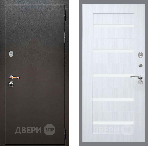 Входная металлическая Дверь Рекс (REX) 5 Серебро Антик СБ-14 стекло белое Сандал белый