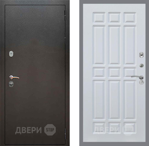 Входная металлическая Дверь Рекс (REX) 5 Серебро Антик FL-33 Белый ясень