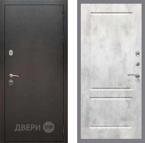 Входная металлическая Дверь Рекс (REX) 5 Серебро Антик FL-117 Бетон светлый