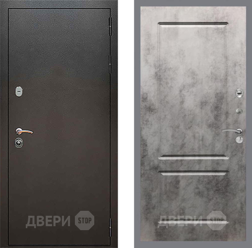 Входная металлическая Дверь Рекс (REX) 5 Серебро Антик FL-117 Бетон темный