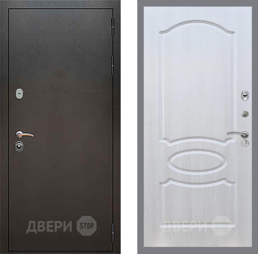 Входная металлическая Дверь Рекс (REX) 5 Серебро Антик FL-128 Лиственница беж