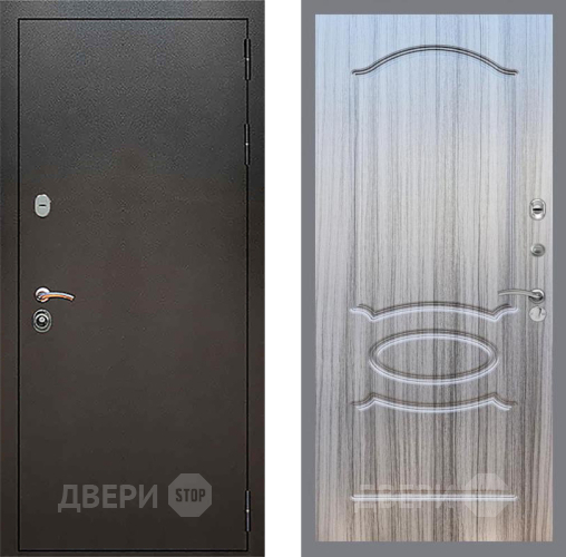 Входная металлическая Дверь Рекс (REX) 5 Серебро Антик FL-128 Сандал грей
