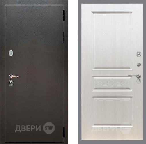 Входная металлическая Дверь Рекс (REX) 5 Серебро Антик FL-243 Лиственница беж