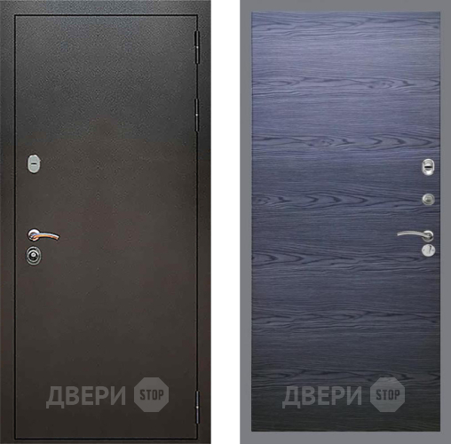 Входная металлическая Дверь Рекс (REX) 5 Серебро Антик GL Дуб тангенальный черный