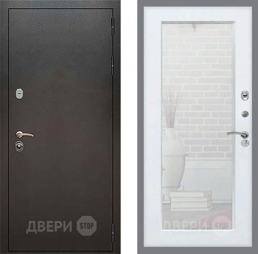 Входная металлическая Дверь Рекс (REX) 5 Серебро Антик Зеркало Пастораль Силк Сноу