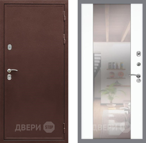 Входная металлическая Дверь Рекс (REX) 5А СБ-16 Зеркало Силк Сноу