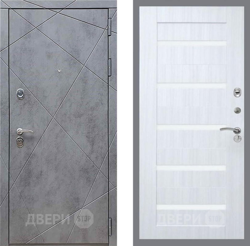 Входная металлическая Дверь Рекс (REX) 13 Бетон Темный СБ-14 стекло белое Сандал белый