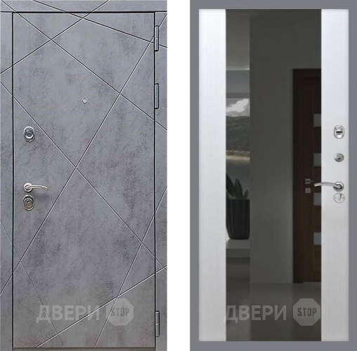 Входная металлическая Дверь Рекс (REX) 13 Бетон Темный СБ-16 Зеркало Белый ясень