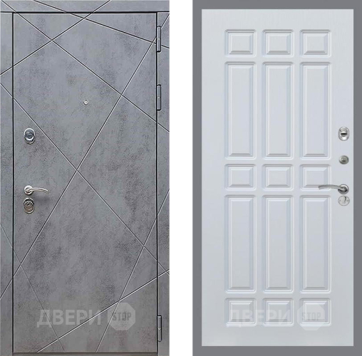 Входная металлическая Дверь Рекс (REX) 13 Бетон Темный FL-33 Белый ясень
