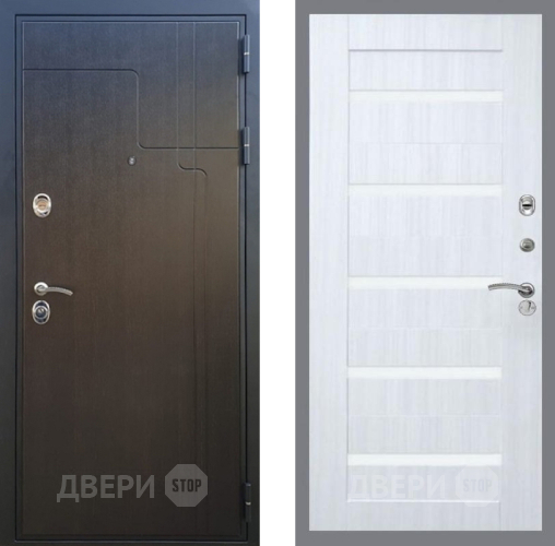 Входная металлическая Дверь Рекс (REX) Премиум-246 СБ-14 стекло белое Сандал белый