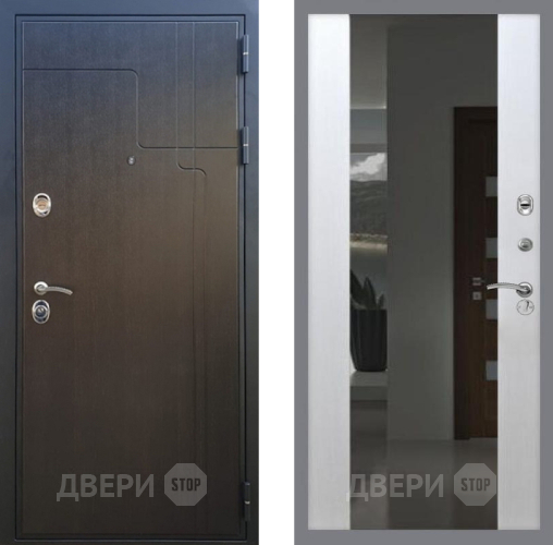 Входная металлическая Дверь Рекс (REX) Премиум-246 СБ-16 Зеркало Белый ясень