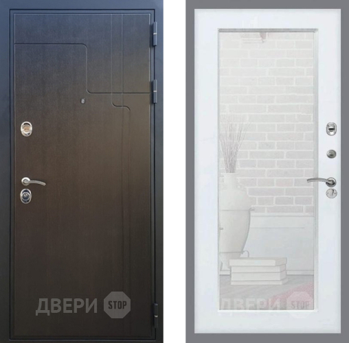 Входная металлическая Дверь Рекс (REX) Премиум-246 Зеркало Пастораль Белый ясень