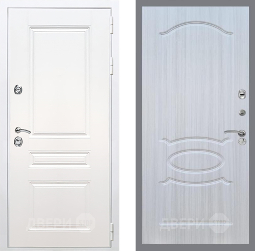 Входная металлическая Дверь Рекс (REX) Премиум-н Силк Сноу FL-128 Сандал белый