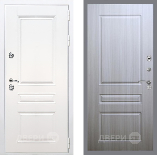 Входная металлическая Дверь Рекс (REX) Премиум-н Силк Сноу FL-243 Сандал белый