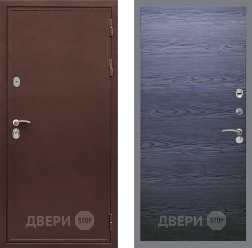 Входная металлическая Дверь Рекс (REX) 5 металл 3 мм GL Дуб тангенальный черный