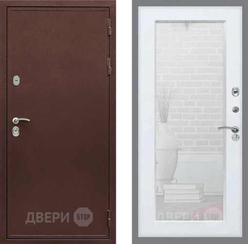 Входная металлическая Дверь Рекс (REX) 5 металл 3 мм Зеркало Пастораль Белый ясень