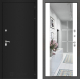 Входная металлическая Дверь Лабиринт (LABIRINT) Classic шагрень черная Зеркало Максимум Белый софт