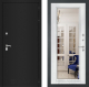 Входная металлическая Дверь Лабиринт (LABIRINT) Classic шагрень черная Зеркало Фацет с багетом Белый софт
