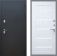 Входная металлическая Дверь Рекс (REX) 5 Черный Муар СБ-14 стекло белое Сандал белый