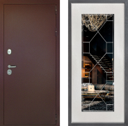 Дверь Дверной континент Рубикон Медь Дизайн ФЛ-Тиффани Зеркало Белое дерево 960х2050 мм