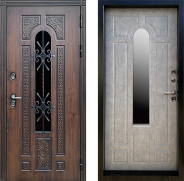 Дверь Престиж TERMO с терморазрывом Лацио Дуб с окном и ковкой Бетон светлый 860х2050 мм