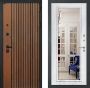 Дверь Лабиринт (LABIRINT) Шторм Зеркало Фацет с багетом Белый софт 960х2050 мм