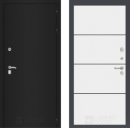 Дверь Лабиринт (LABIRINT) Classic шагрень черная 25 Белый софт 860х2050 мм