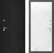Дверь Лабиринт (LABIRINT) Classic шагрень черная 24 Белый софт 960х2050 мм