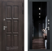 Дверь Лабиринт (LABIRINT) Лондон с терморазрывом Зеркало Максимум с тонировкой Черный кварц 860х2050 мм