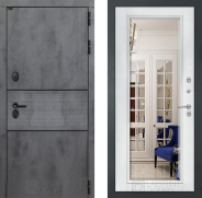 Дверь Лабиринт (LABIRINT) Инфинити Зеркало Фацет с багетом Белый софт 860х2050 мм