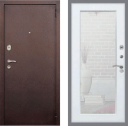 Дверь Рекс (REX) 2 Медный Антик Зеркало Пастораль Белый ясень 960х2050 мм