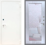 Дверь Рекс (REX) 1А Белая шагрень Зеркало Пастораль Сандал белый 960х2050 мм